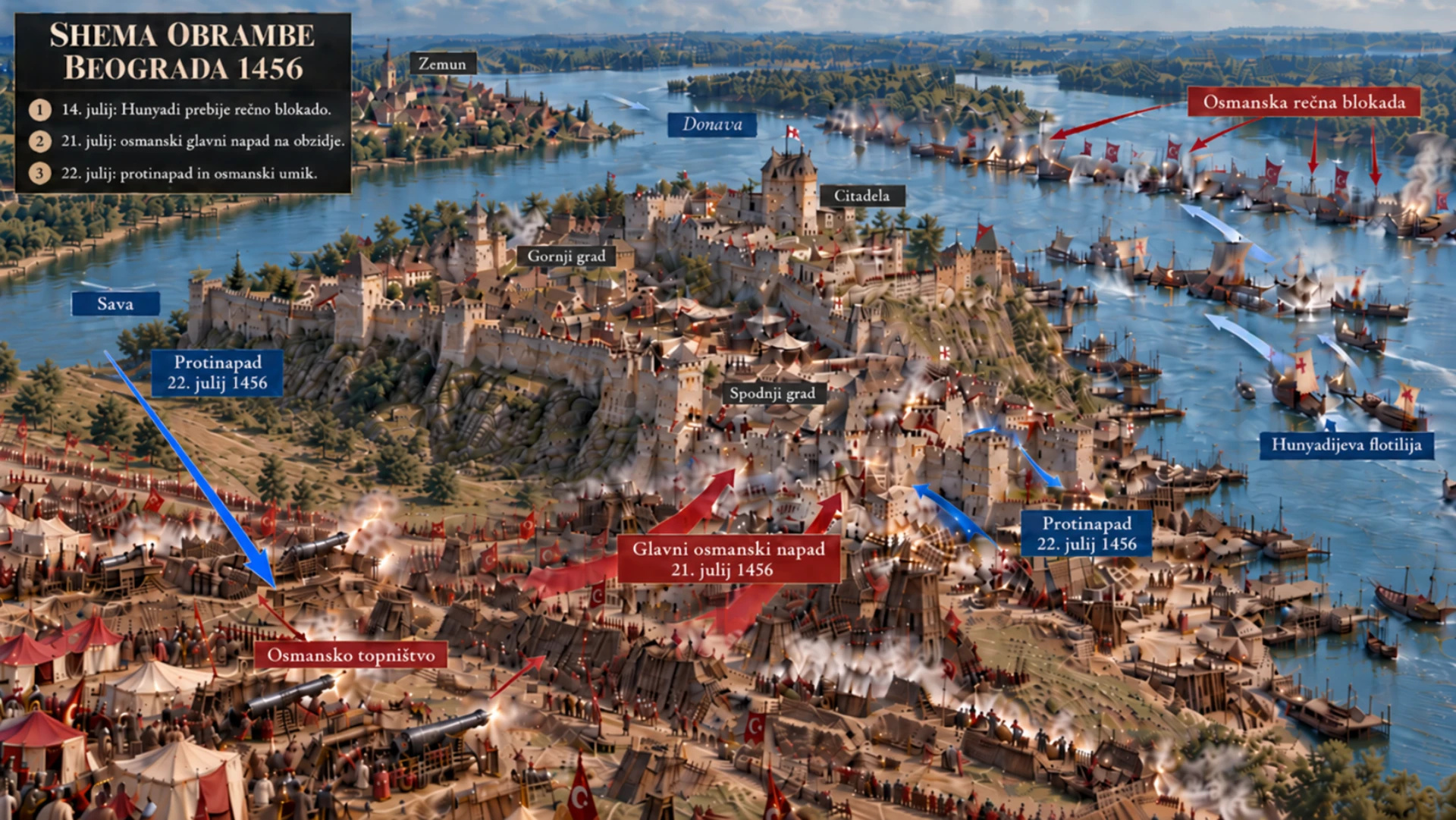 Foto: Fotorealistična AI rekonstrukcija bitke za Beograd leta 1456 (Vir: Črtomir Rosić)